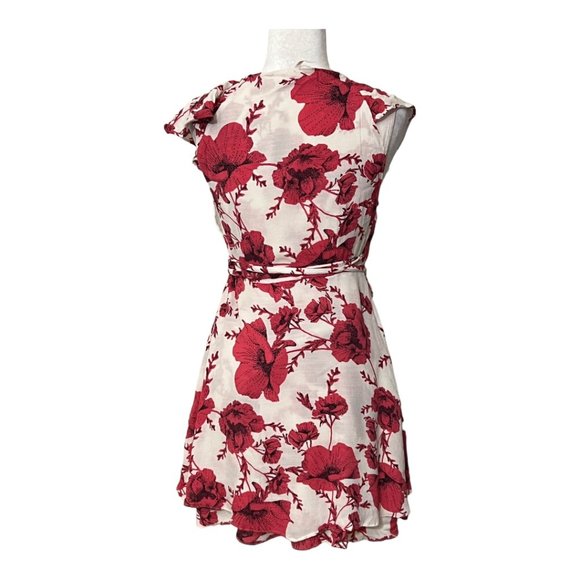 Free People Women's Wrap Dress Floral Ruffle Size Small Rayon Viscose - Picture 2 of 6